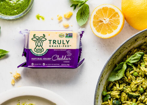 cheddar pesto orzo with cheese