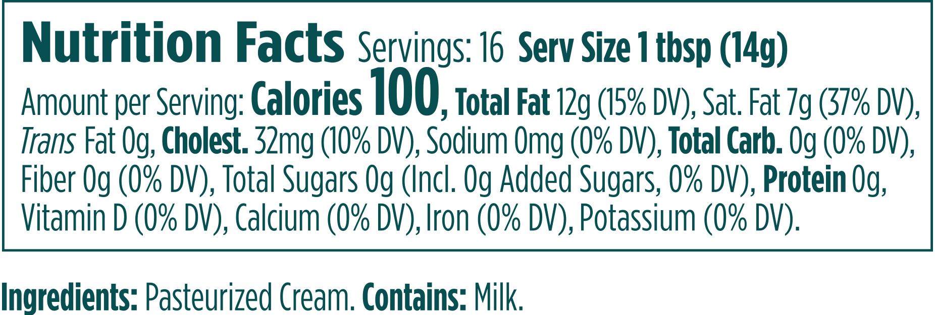  Natural Creamy Unsalted Butter Nutritional Infomation